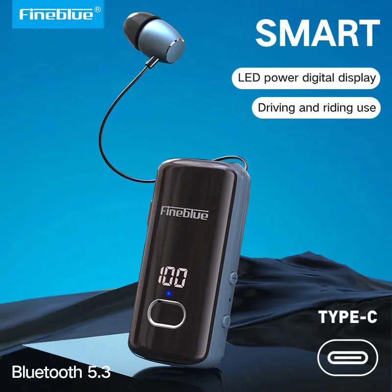 

Беспроводная гарнитура Fineblue F580 с зажимом, Bluetooth 5,3, наушники с микрофоном и дисплеем питания, наушники-вкладыши с шумоподавлением