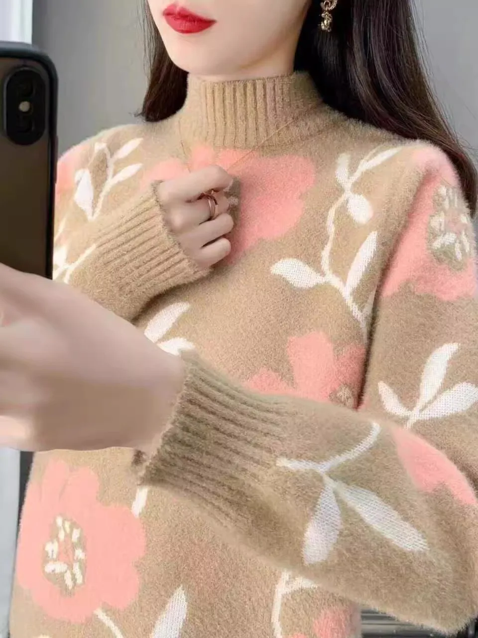 Quali осенне-зимний новый свитер с высоким воротником женский из искусственного