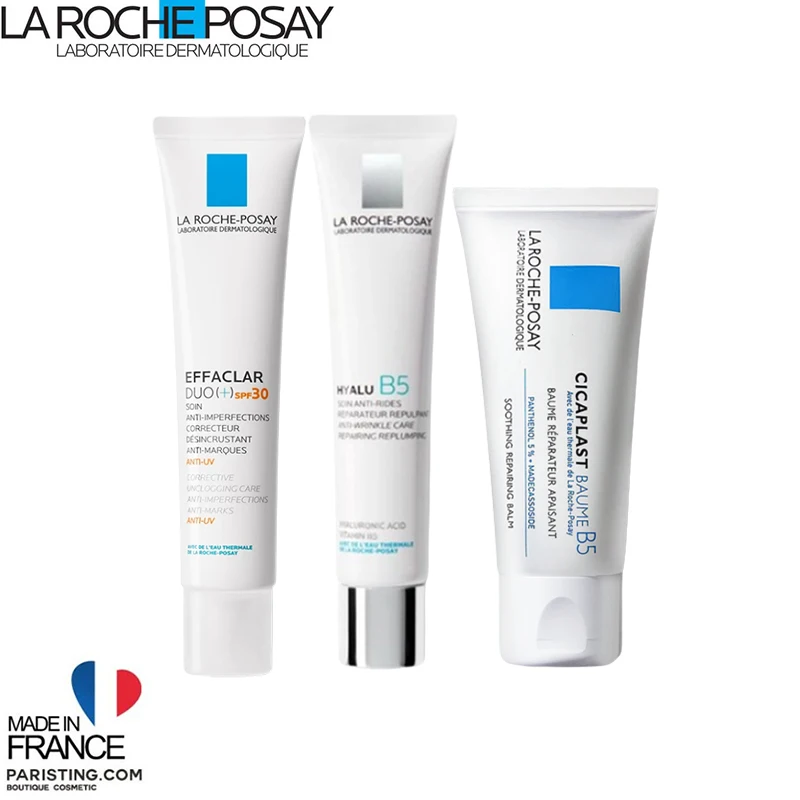 

3PCS La Roche Posay Anti Acne Aging Set Hyalu B5 Baume B5 Cream Duo+ SPF 30 Anti Wrinkle Aging Blackhead Repairing Replumping