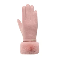 winter gloves for women cycling thickening touch screen texting warm gloves with thermal soft knit lining elastic cuff