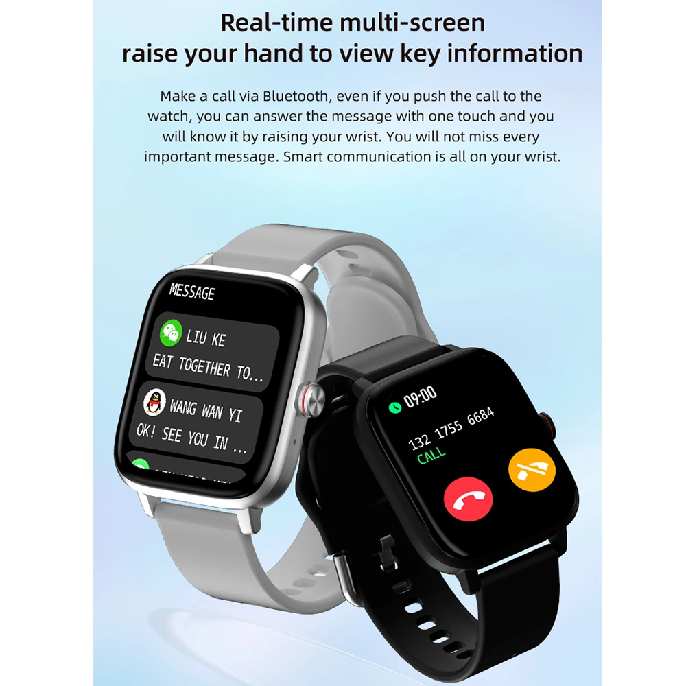 Смарт-часы для мужчин и женщин сенсорный экран 1 69 дюйма bluetooth пульсометр
