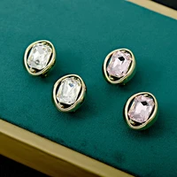 2022 new simple temperament crystal ladies earrings ear clips horse eye shape cute all match 925 silver needle earrings