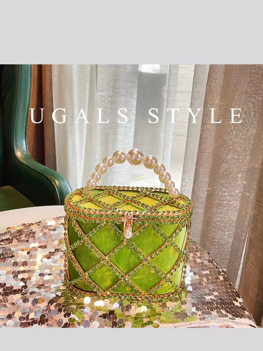 Luxury Designer Metal Cage Women's Handbag Crystal Shiny Rhinestone Diamond Evening Bag Wedding Party Clutch Purse Crossbody Bag