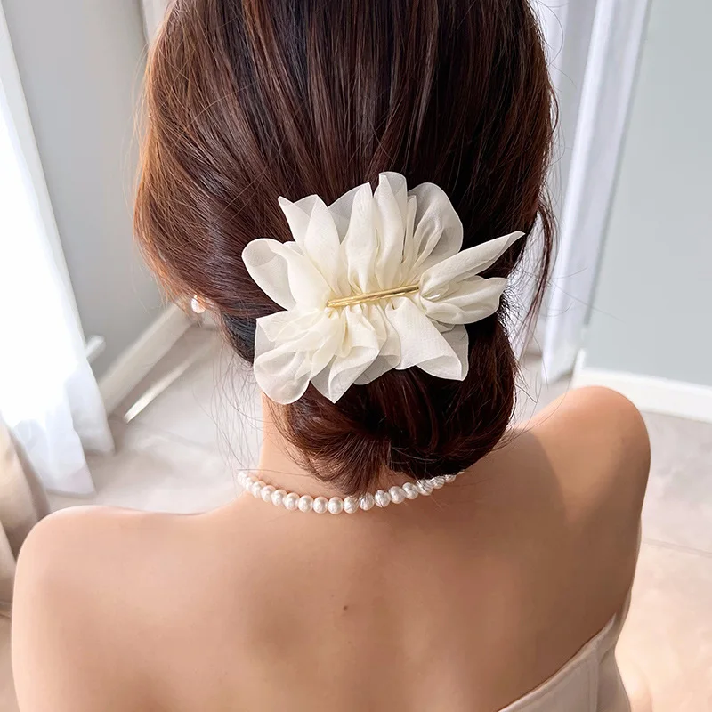

Fairy Temperament Chiffon Flower Hairpin For Women Temperament Ougen Yarn Big Flower Spring Clip Girl Headdress Hair Accessories