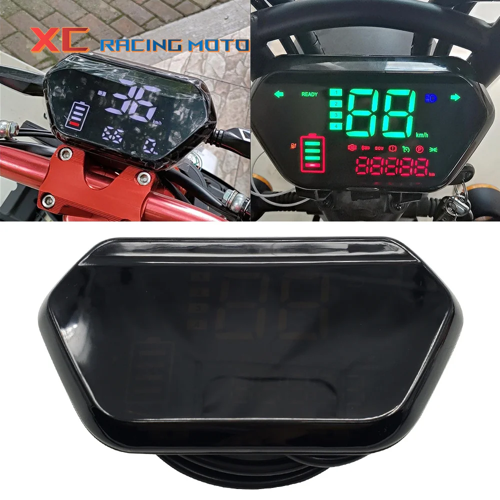 Digital Speed Meter 48V 60V 72V Speedometer Odometer Tachometer Digital LCD Display Universal For Electric Scooter Motorcycle