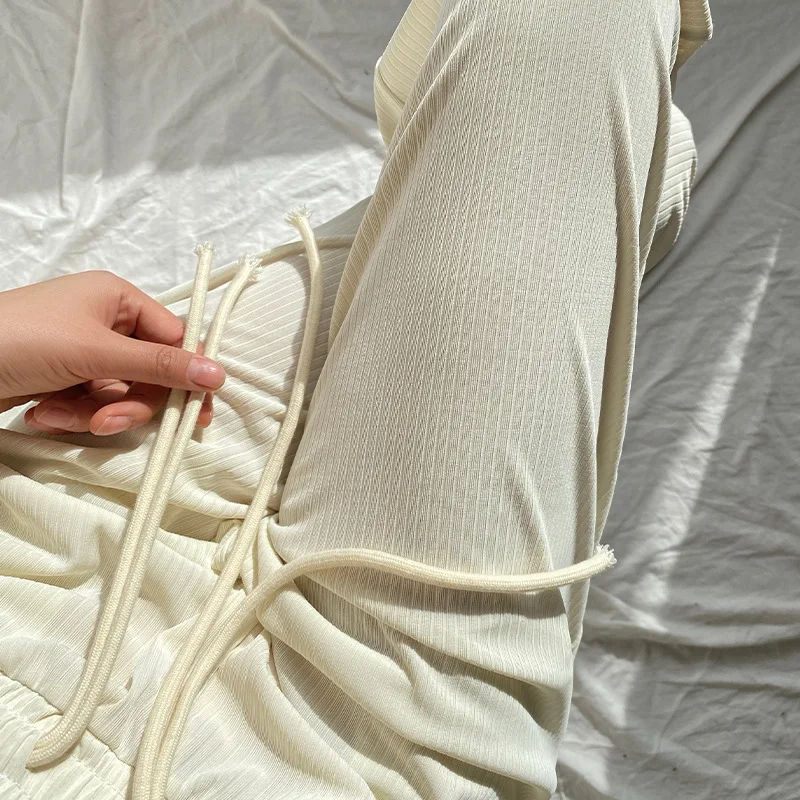 

Ice Silk Wide Leg Pants Women's Bottoms Summer Thin High Waist Straight Tube Long Pants Loose Mopping Casual Pants