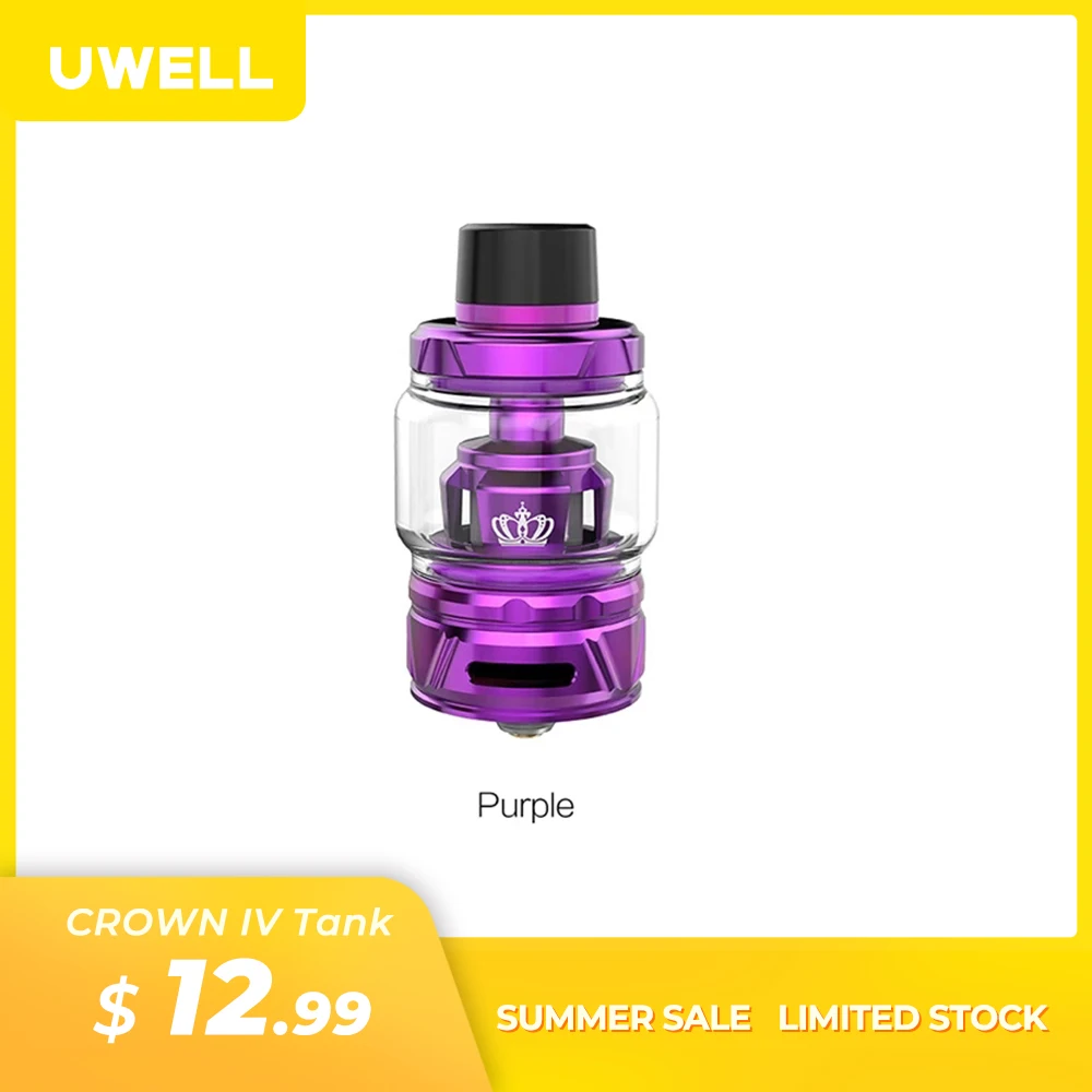

UWELL Original Crown IV Crown 4 Tank Dual SS904L Технология самоочистки катушки 2 мл / 6 мл Subtank Atomizer Электронная сигарета Испаритель
