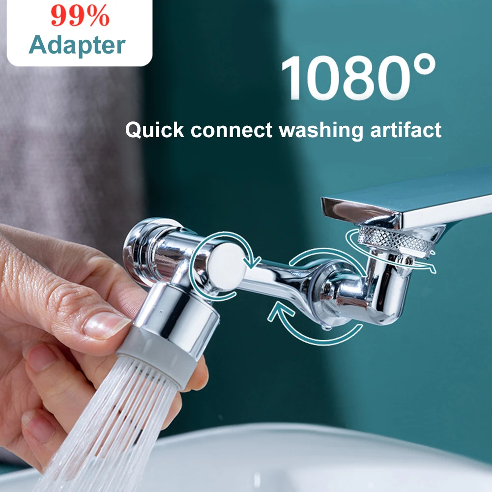 

Universal 1080° Rotatable Extension Faucet Sprayer Head for Bathroom Tap Extend Adapter Aerator 2 Spray Modes Faucet Extender