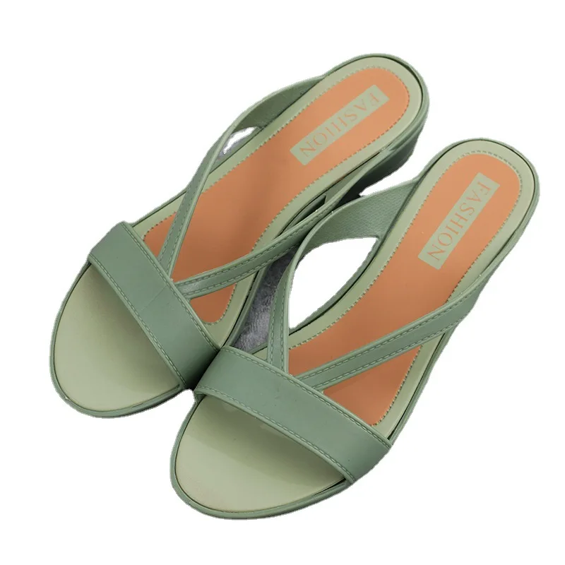 

HUAXI Lazy Outer Wear Beach Sandals And Slippers 2023 Summer Fashion Cross Strap Low-Heeled Women's Sandals Thick-soled Jelly