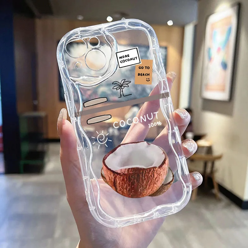 Чехол для Iphone 11 с кокосовым покрытием прозрачный чехол 14 13 12 Pro Max X XR XS 7 8 Plus SE 2 3 romax