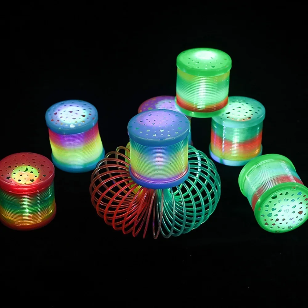 

3D Magic Spring Coil Toys Rainbow Glowing Luminous Circle Funny Flashing Spring Circle