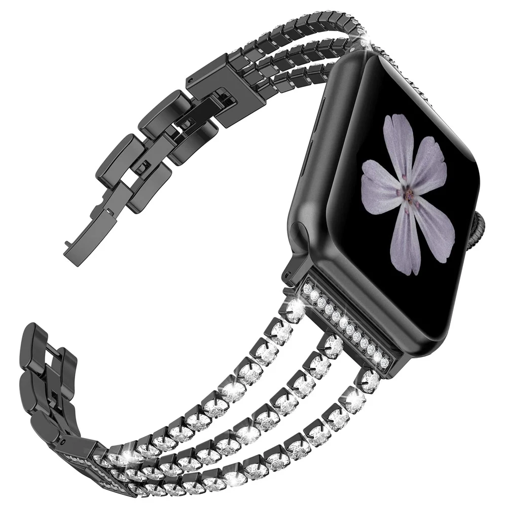 

Ремешок Алмазный для apple watch band 44 мм 40 мм iwatch 42 мм 38 мм, Женский металлический браслет из нержавеющей стали для серии 6 5 4 3 Se 7