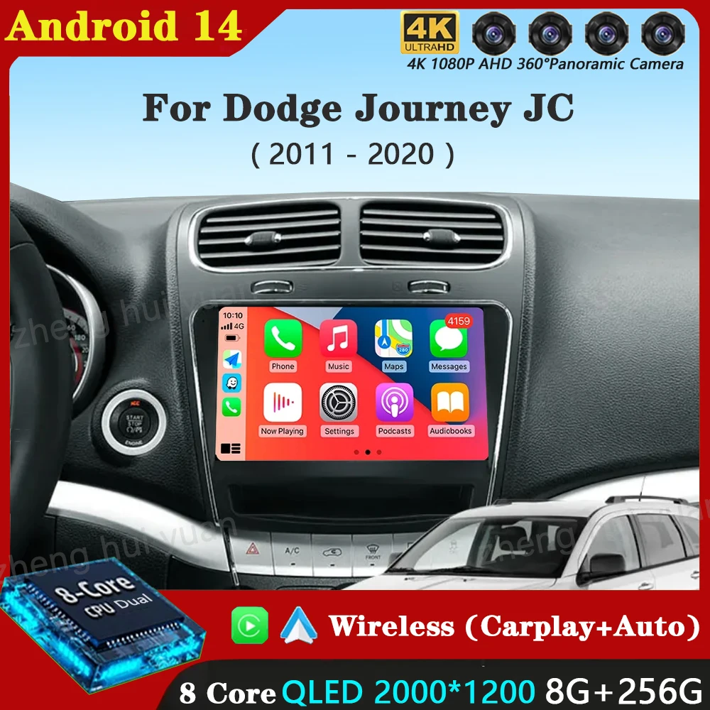 Android 14 для Dodge Journey JC 2011-2020 Автомобильный радиоприемник Мультимедийный плеер
