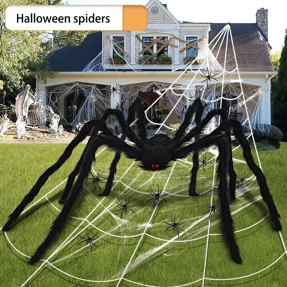 

30/50/60/75cm Black Scary Giant Spider Huge Spiders Web Props Halloween Decoration Decoration Giant House Haunted Holiday C2A5