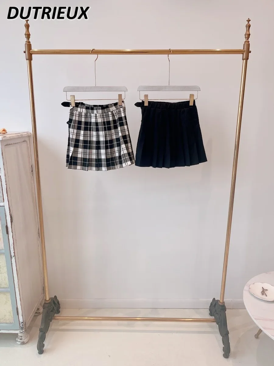 Женская мини-юбка с завышенной талией черная плиссированная юбка в японском