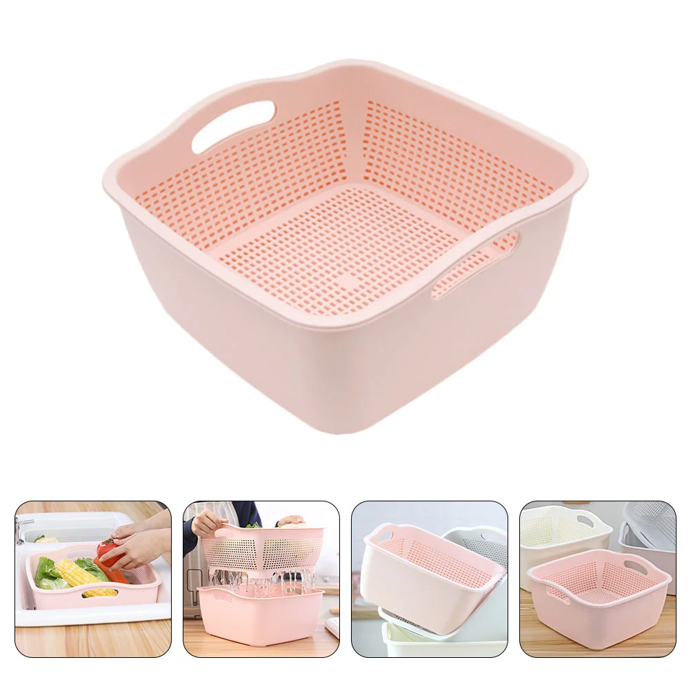 

Basket Bowl Kitchen Fruit Strainer Drain Colander Vegetable Traywashing Strainers Vegetables Double Bowls Layer Servingwash
