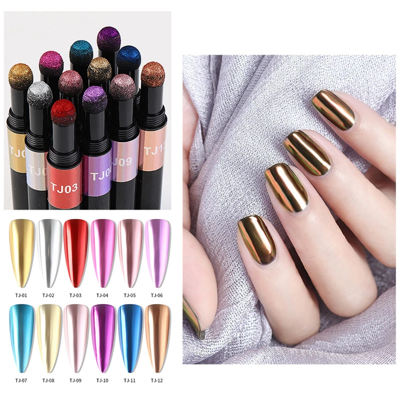 

Magic Mirror Powder Manicure Air Cushion Magic Pen Nail Art Glitter Chrome Pigment For Decorations UV Gel Polish Dust Accessory