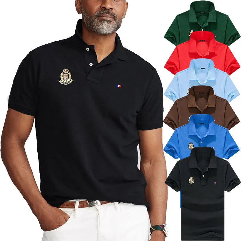

100% Cotton High Quality Summer Mens Polos Shirts Casual Short Sleeve Sportswear Polos Homme Fashion Sports Lapel Tops XS-5XL