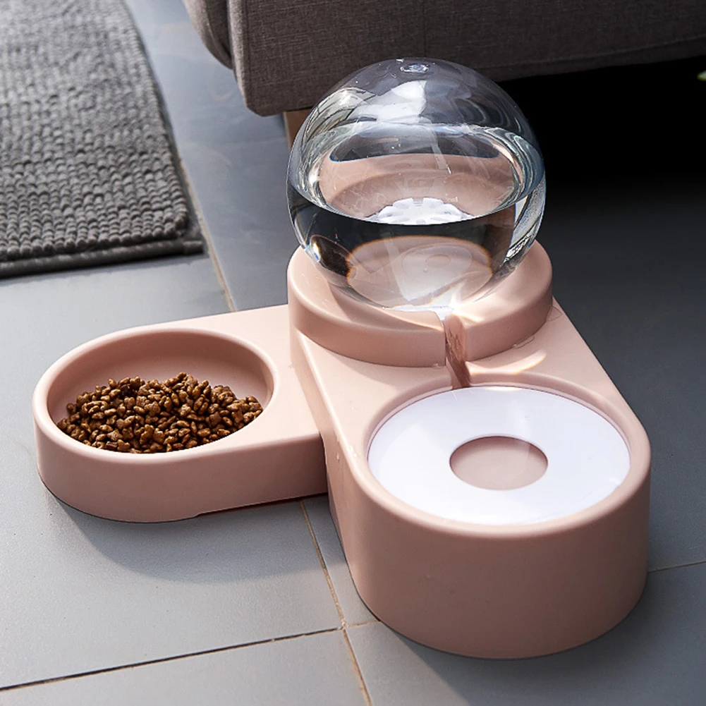 

Cat Feeders Automatic Double Bowl Drinking Water Feeding Food Bubble Stainless Steel Fountain Feeder for Pet Double Bowl