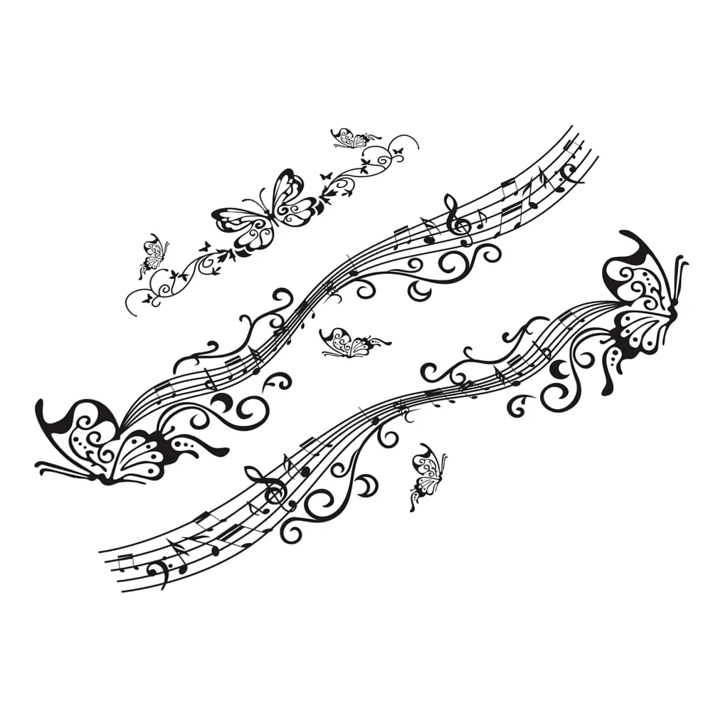

Butterfly Note Sticker Vehicle Body Stickers Music Score Car Decals Side Butterflies