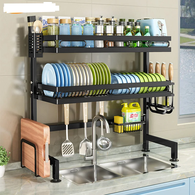 

AOLIVIYA 1/2 Tier Kitchen Storage Shelf Above The Sink Dish Rack Set Seasoning Tableware Draining Kitchenware Organizer