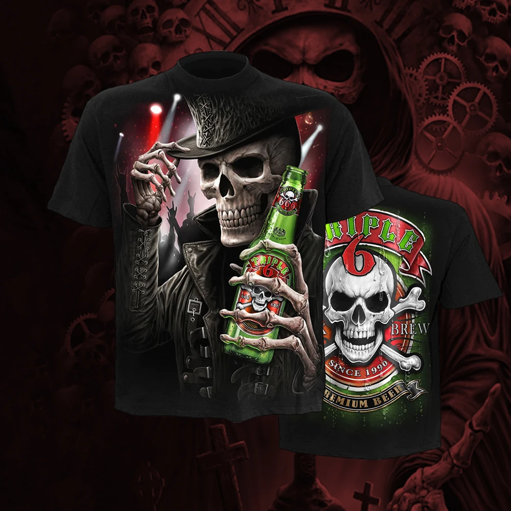 

Summer Horror Skull Men's T-shirts 3d Print O-neck Short Sleeve Skeleton Street Hip-hop Shirt Oversized Tops & Tees Men Clothing