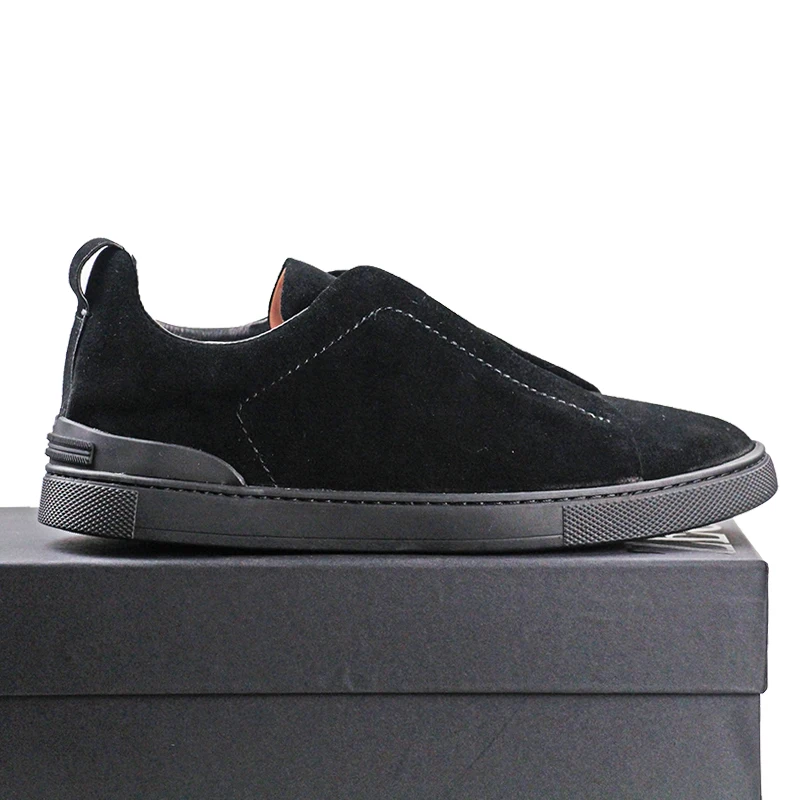 

Мужские замшевые туфли без шнуровки, повседневная обувь из оленьей кожи на плоской подошве, Осень-зима 2023