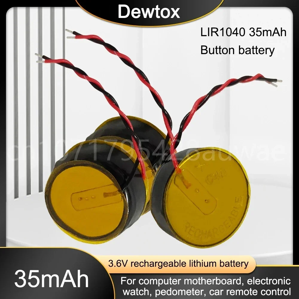 10-100 шт. LIR1040 3 6 В 35 мАч литий-ионная аккумуляторная батарея с проводом для TWS
