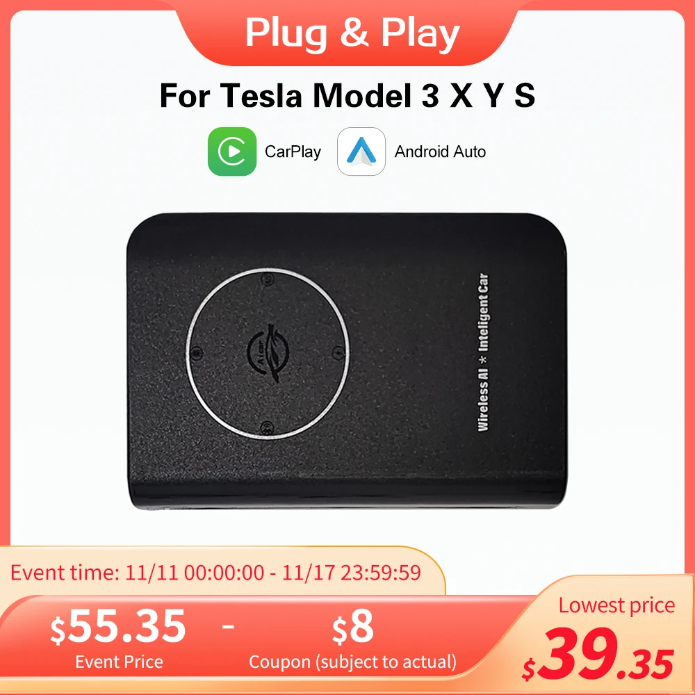 

Беспроводной адаптер CarPlay для Tesla Model 3, модель S X Y, автомобильный беспроводной адаптер для воспроизведения, для автомобиля, Waze, Spotify, iOS