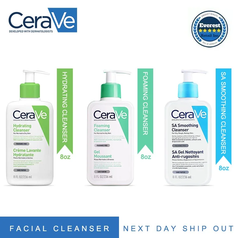 

CeraVe Acne Foaming SA Gel Facial Cleanser Salicylic Acid Hydrating Facial Wash Skin Care Cleansing Moisturizng Smoothing Skin