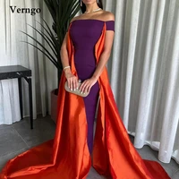 verngo simple arabic women formal evening dresses off the shoulder short sleeves formal prom gowns dubai celebrity party dress