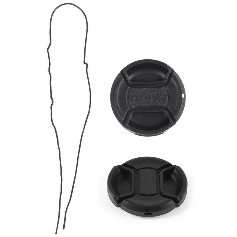Univeral Camera 49Mm Front Lens Cap Protector Black With Universal 46Mm Center Pinch Front Lens Cap For DSLR Camera