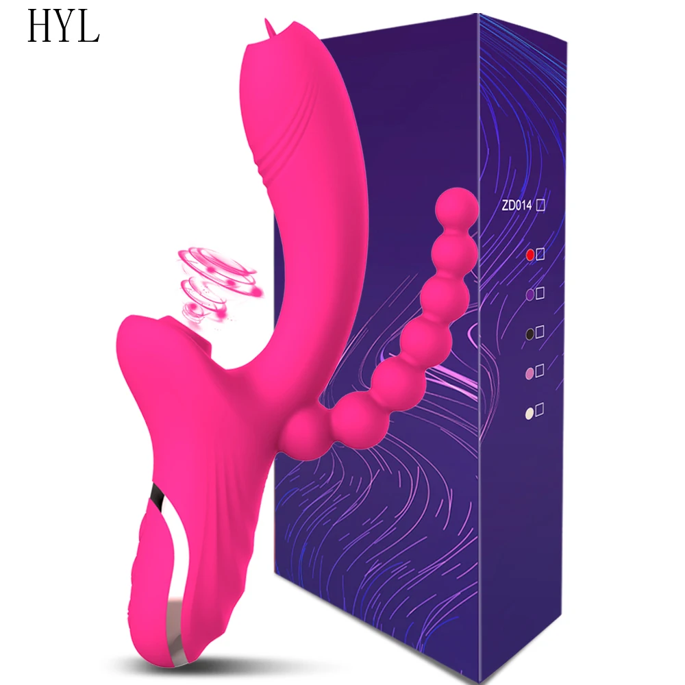

Фаллоимитатор-вибратор для женщин, 3 в 1, стимулятор для клитора, точки G, языка, лижущий вакуумный стимулятор, секс-игрушки, товары для взрослых женщин