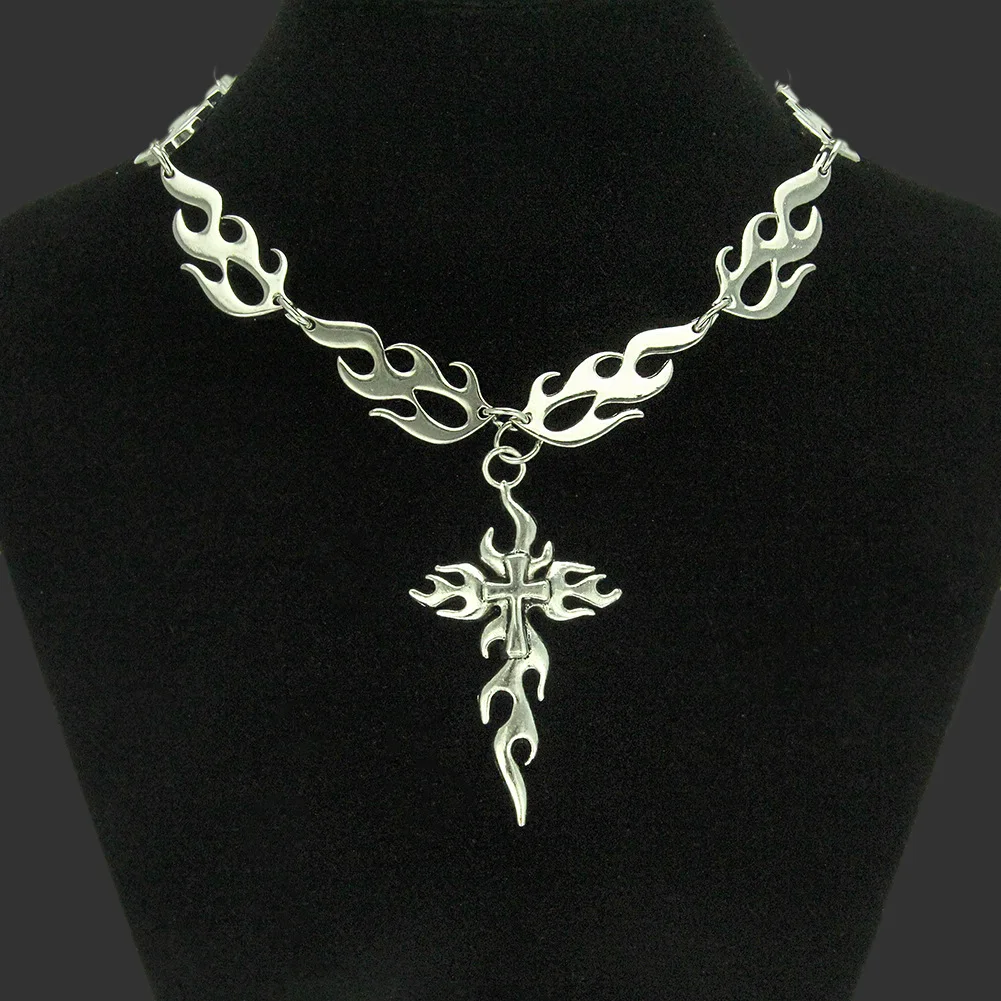 

Flame Men's and Women's Necklace Fashion Simple Shiny Trendy Street Nightclub Accessories High Quality Pendant Jewelry Wholesale