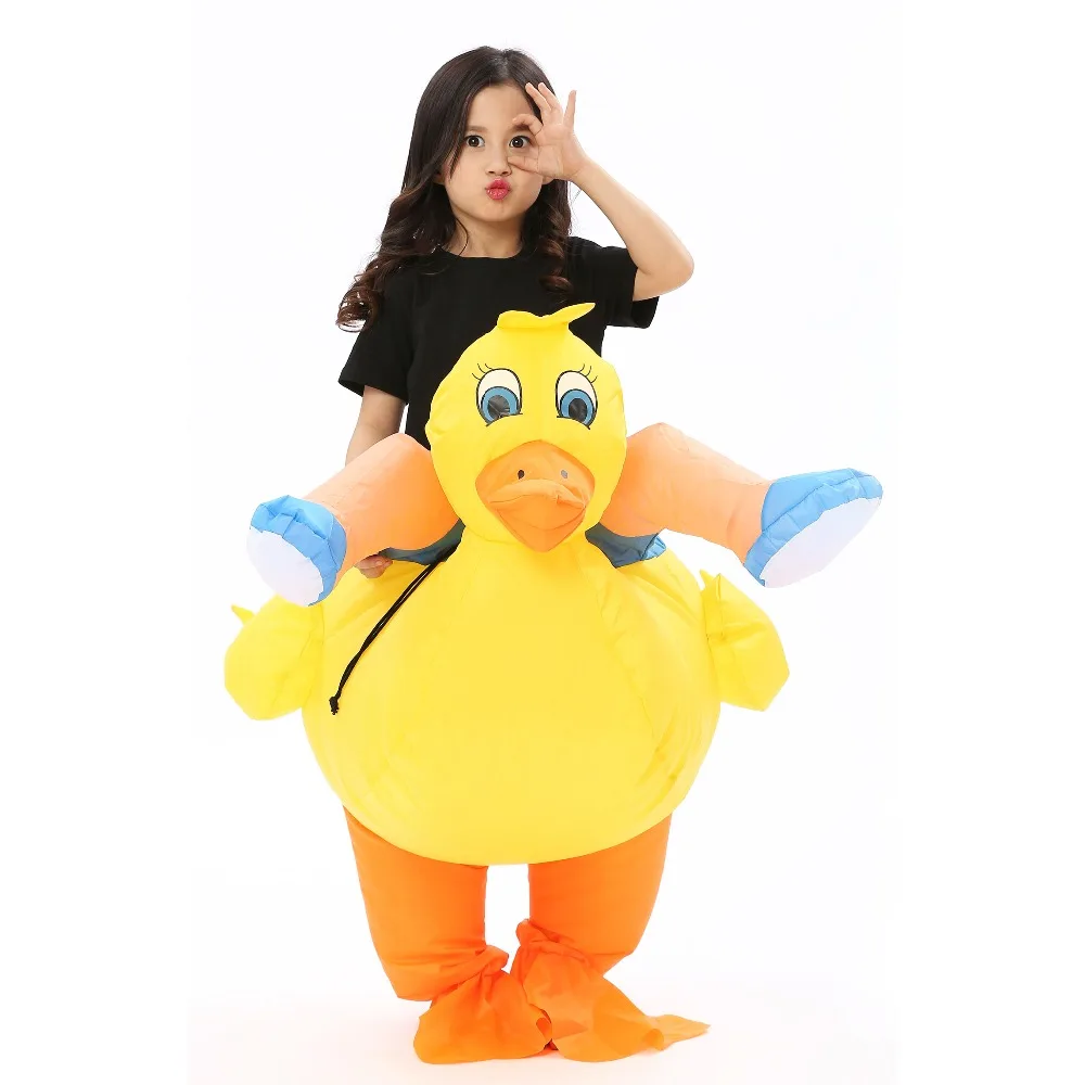 JYZCOS Inflatable Yellow Duck Costume Halloween Costumes for Women Men Kids Animal Cosplay Carnival Costume Party Fancy Dress