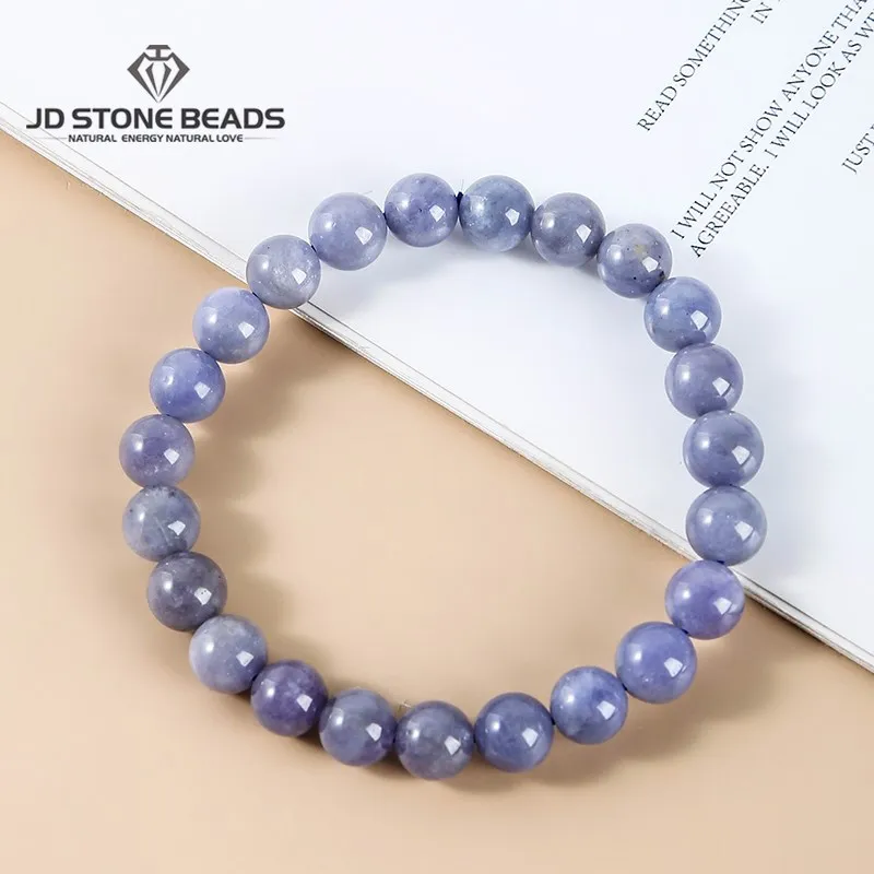 

Real Natural Tanzanite Stretch Bracelet For Woman Man Gift Round Beads Crystal Gemstone Strand Bangles Summer Wristband Jewelry