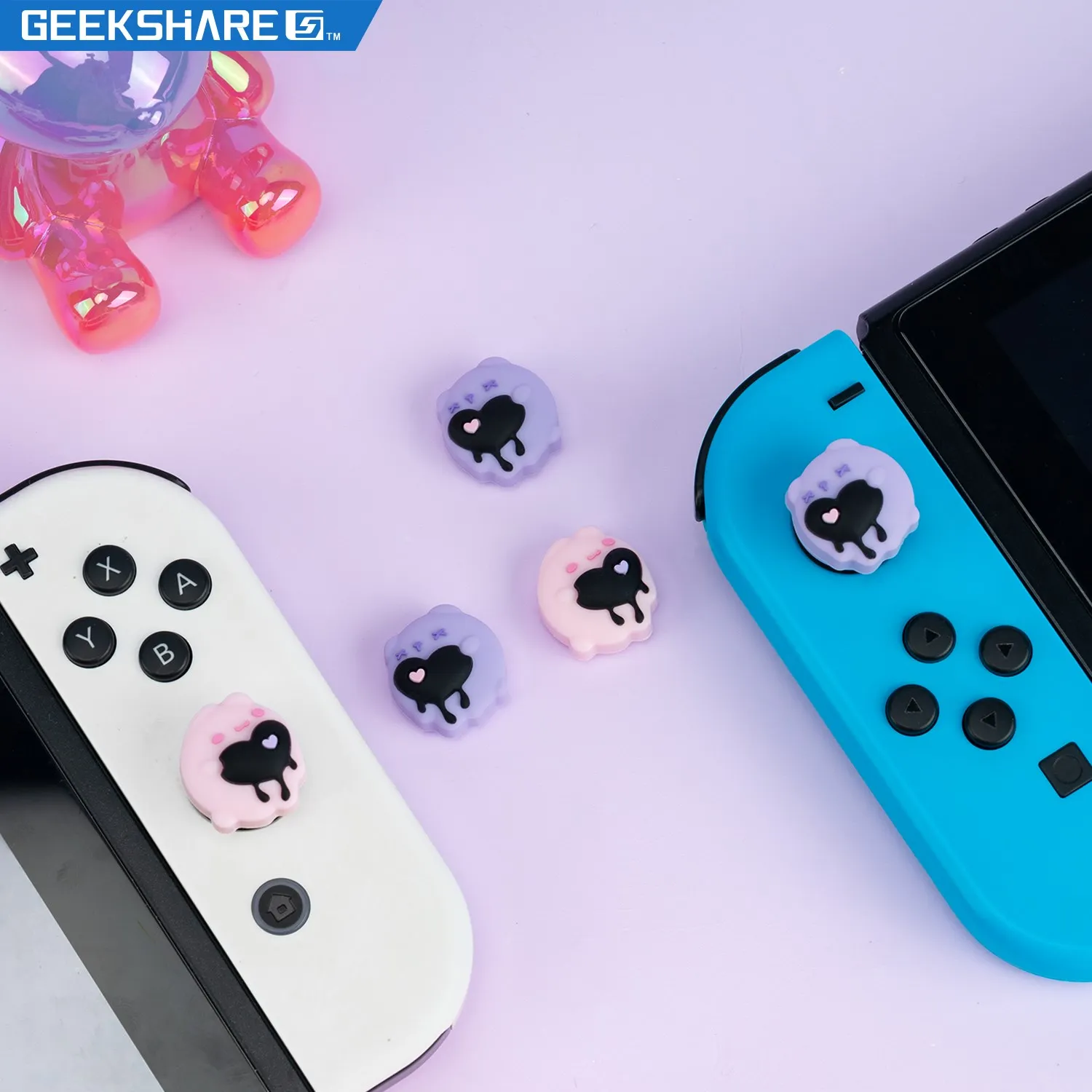 

GeekShare Silicone Thumb Grip Caps Sensitive Heart Switch Joystick Caps For Nintendo Switch And Switch OLED Thumb Stick Grips Ac