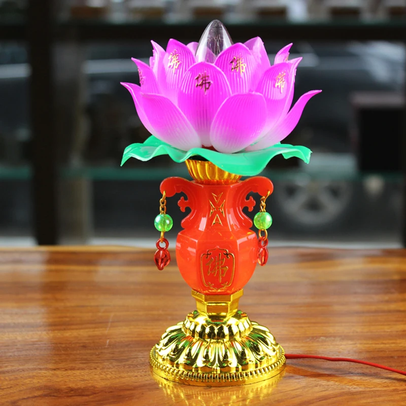 Лампа Lotus Lamp Buddha Changming Qiangshen for Guanyin Бытовая вилка-in весветильник