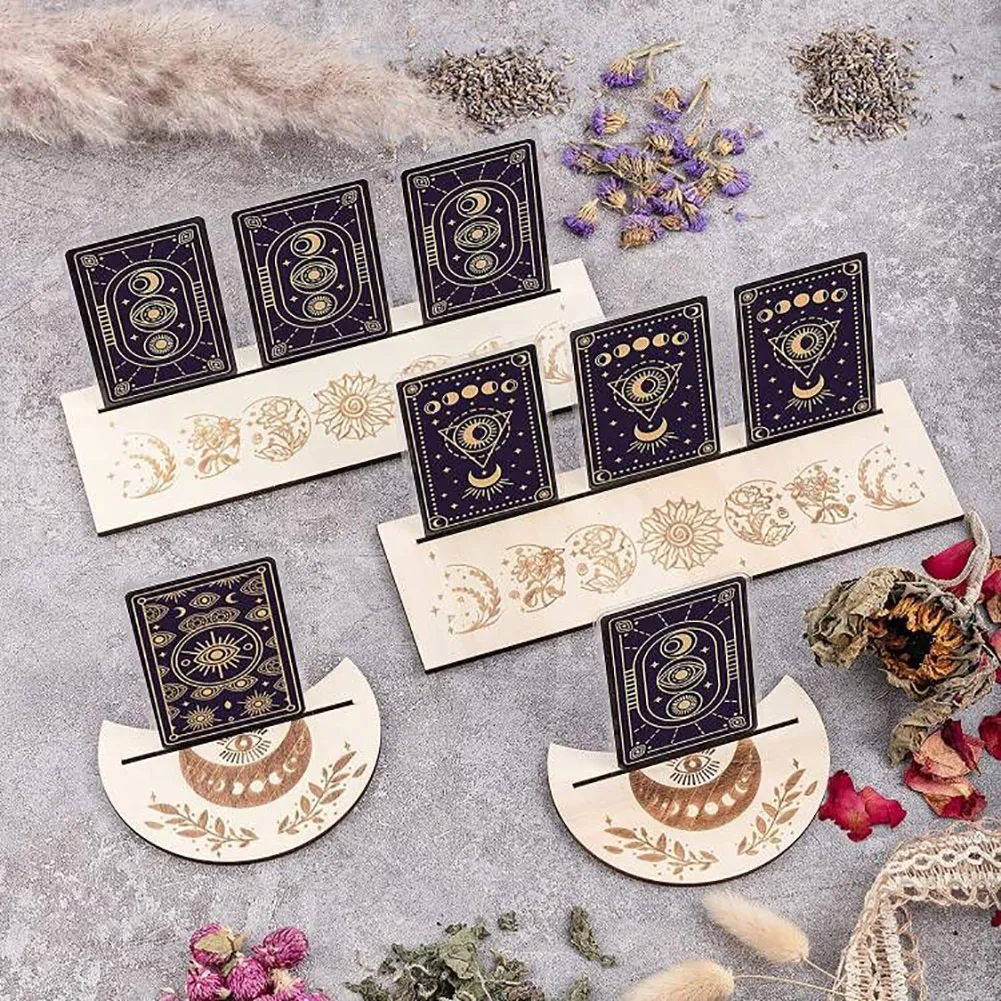 

2pcs Wooden Tarot Card Stand Witch Divination Tool Display Holder Altar Supplies Tarot Card Holder Satnd Mount