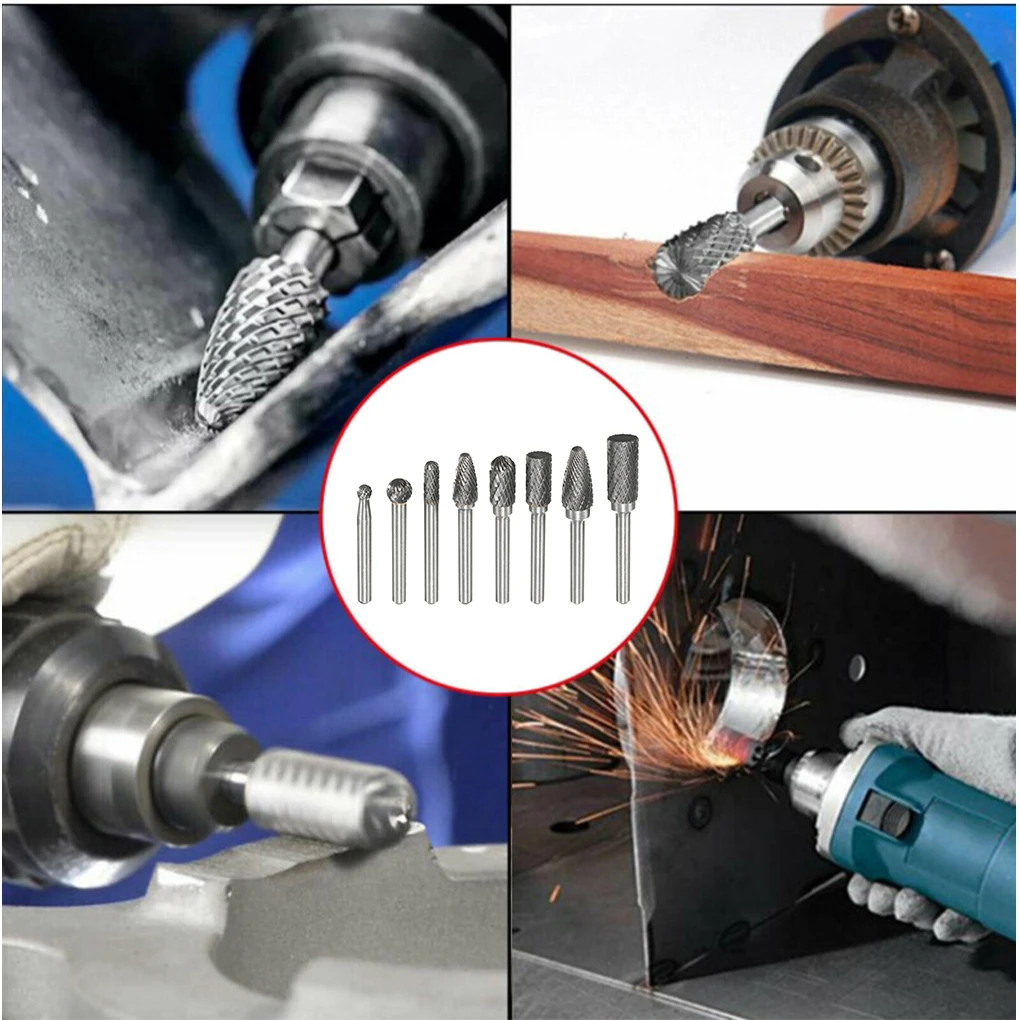 

8 Pieces Grinding Heads Set Crafts Metalworking Sharpening Files Polishing Milling Bevelling Replacement Tools