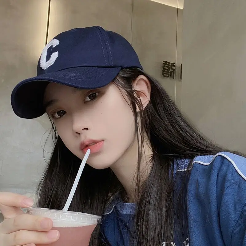 

Summer Cool Sun Hat C Letter Baseball Cap Women's Tide Brand Peaked Cap Soft Top Canvas Sunscreen Cap Spring Bone Feminino