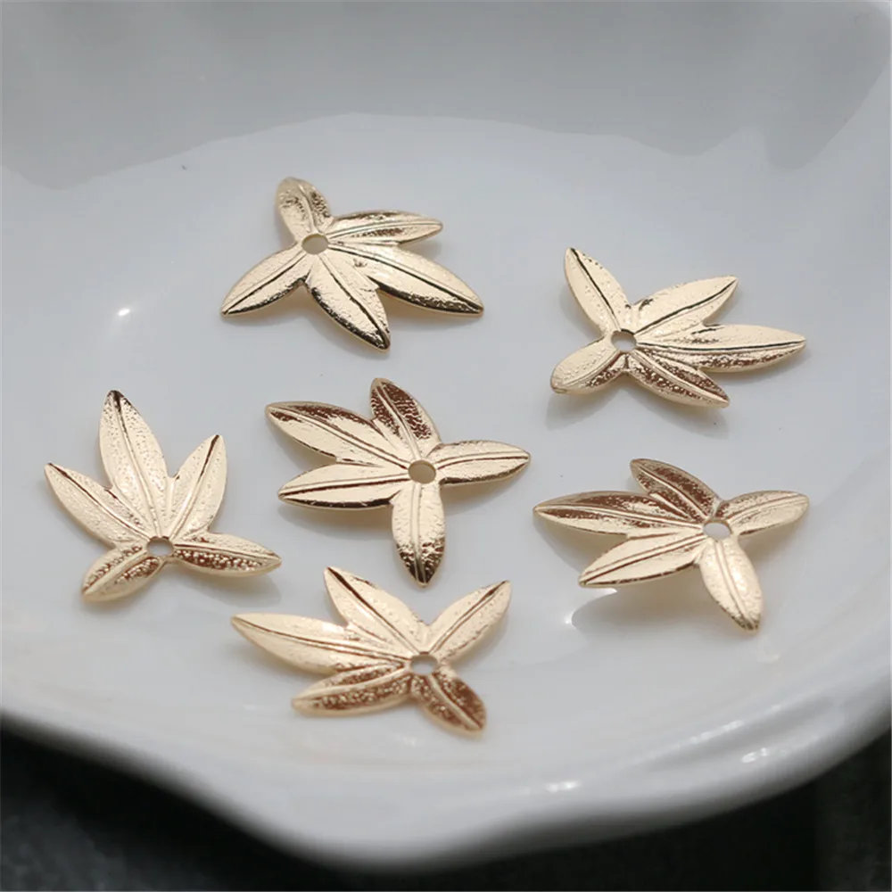 

14k gold accessories tree leaf color retention petals 11 * 14mm handmade jewelry diy earring pendant hair accessories