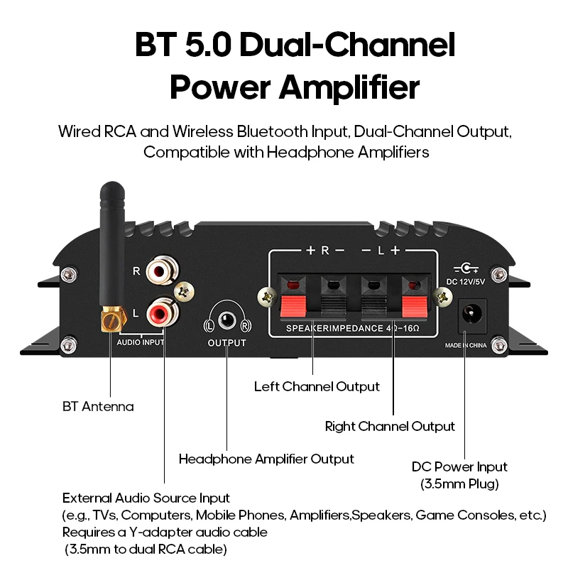 KINTER Bluetooth 5 0 аудиоусилитель 2-канальный цифровой усилитель регулировка высоких