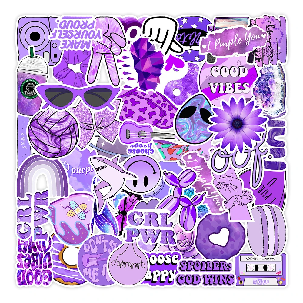 

10/30/50PCS Cartoon Purple Vsco Girl Stickers Aesthetic Guitar Laptop Fridge Bike Phone Car Classic Toy Graffiti Decals Sticker