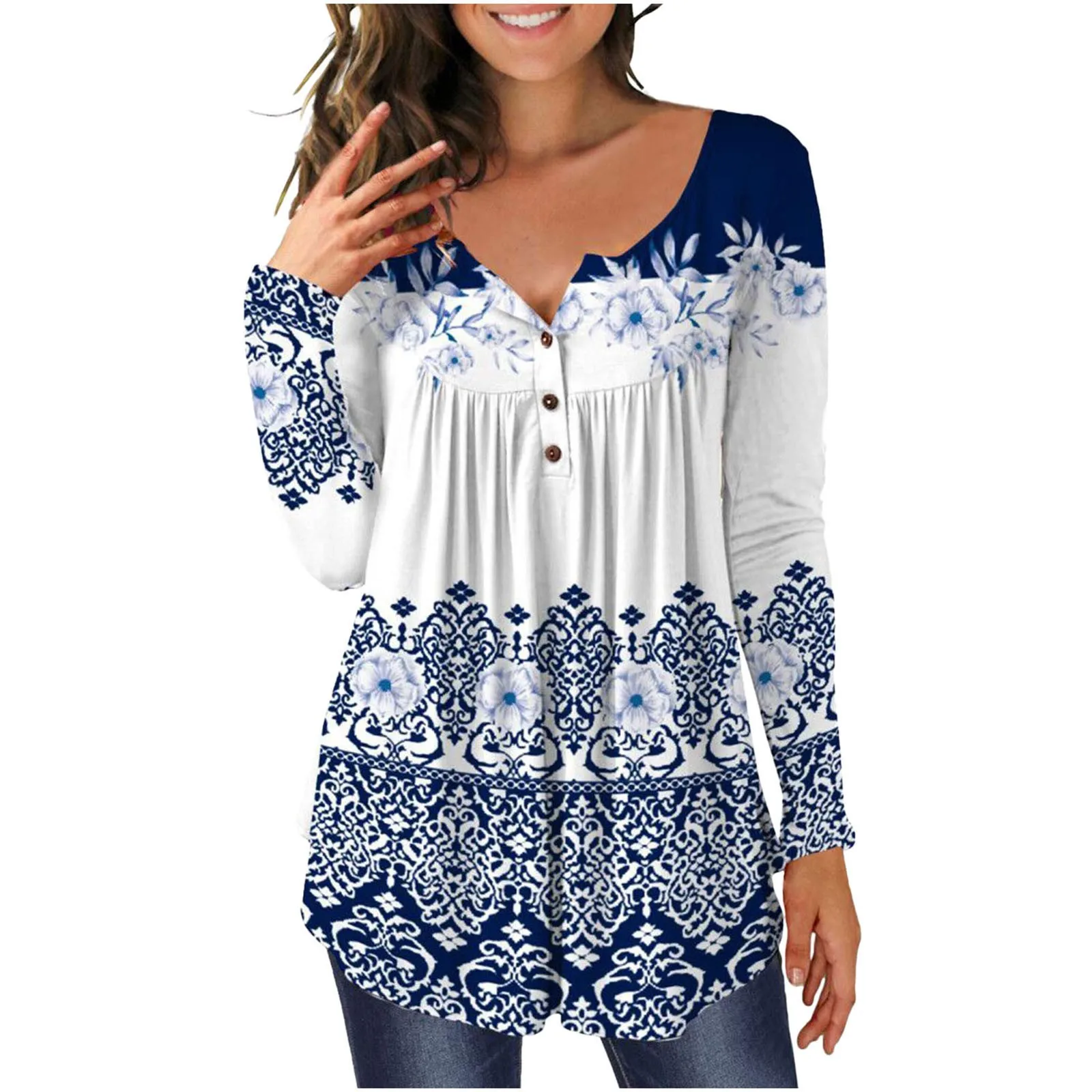 

Women Christmas Print Dress V Neck Long Sleeve Dress Long Sleeve Button Summer Casual Dresses for Women Womens Tunics Dresses