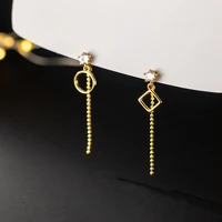 womens fashion chain tassel drop earrings accessories small round square pendant asymmetric dangle earring jewelry best gifts