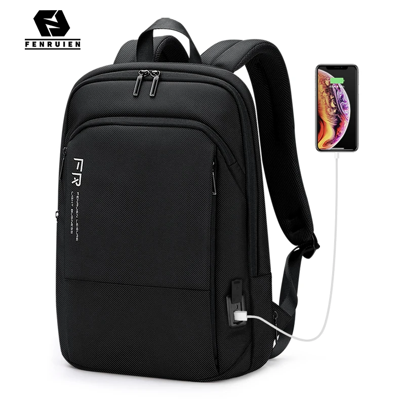 fenruien 2021 new thin backpacks men for laptop school backpack expandable waterproof ultralight business travel bags for office free global shipping