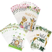 10pcs kids birthday party gifts bags wild one animal candy box bag jungle safari theme party 1st birthday favors decorations