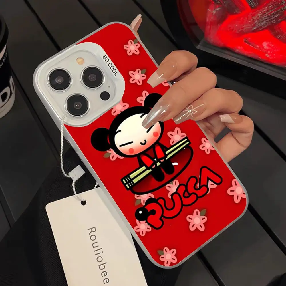 Фото Популярный чехол для телефона A-Animation Pucca для iPhone 17 16 15 14 13 12 Pro Max Air Plus, цветной, серебристый, жесткий, с защитным покрытием №2