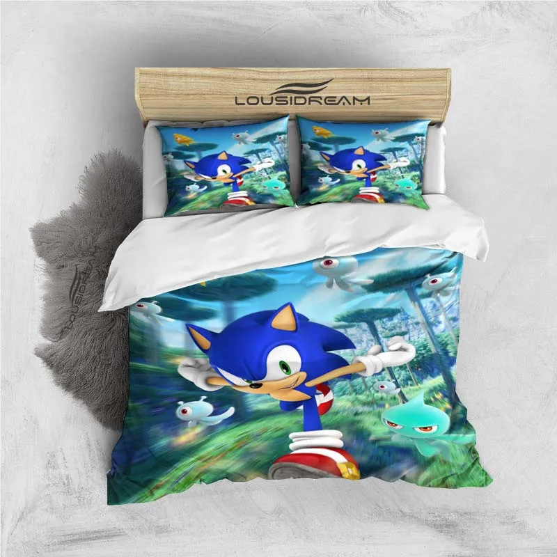 

Sonic 3D Cartoon Bedding Set Quilt Cover home Bedroom Decor Queen King Size Duvet Cover Set Pillowcase for Baby Children gift